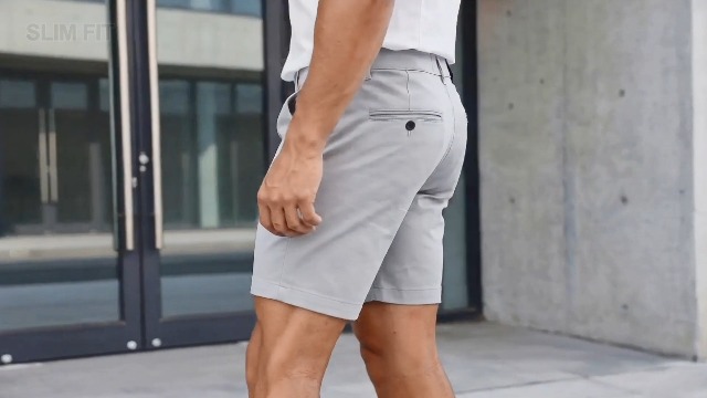 GINGTTO Slim Fit Shorts Men Black 7 inch Inseam Stretch Mens Chino